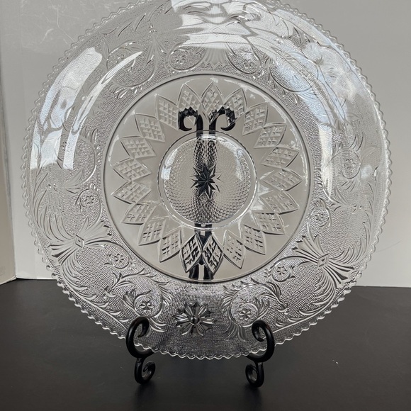 Elegant Clear Glass Duncan Miller “Sandwich” Pattern Service Plate - Picture 2 of 9
